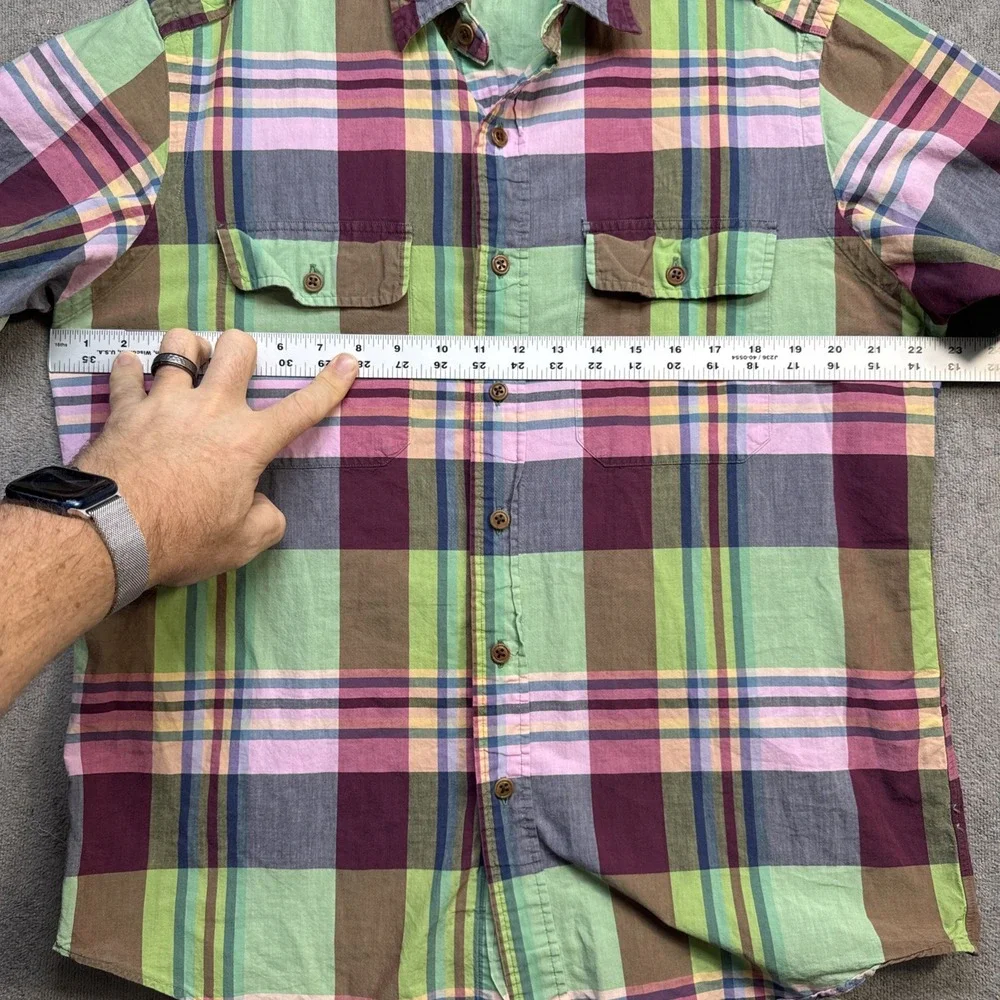 Polo Ralph Lauren Men's Plaid Short‎ Sleeve Shirt Large Epaulet Ivy Preppy Style
